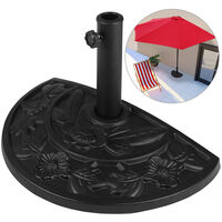 Parasol Base For Half Round Parasol Up To 50 mm Ø Cast Iron Semi Round 9 KG Balcony Terrace Patio Wall