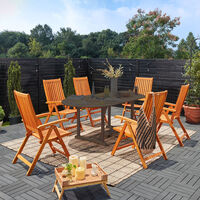Deuba Garden Chair Vanamo FSC®-certified Eucalyptus Wood Foldable Chair High-back Garden Furniture 2Pcs Set