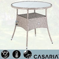 Casaria Poly Rattan Garden Balcony Ø80cm Round Side Table Outdoor Furniture Grey Beige