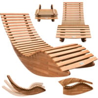 CASARIA® JAVA Rocking Wooden Garden Lounger 155x60x93cm FSC®-Certified Acacia Wood Weatherproof Outdoor Furniture Foldable Ergonomic Rocker Swing Chair Brown 160kg Capacity