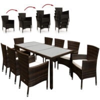 Outdoor Furniture Seating Group Monaco 8+1 Poly Rattan Garden Dining Table and Chairs Set Patio Conservatory Brown