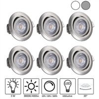 monzana 6 pieces Set LED Recessed Lights Dimmable Swivelling Spotlights Nickel (de)