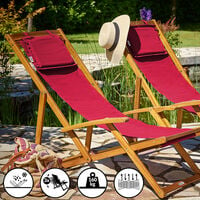 Wooden Deck Chair Acacia Wood 4 Different Colours Red