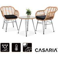 Casaria 3 pieces Balcony Lounge Set Patio »Bali« 2 Garden Chair Side Table