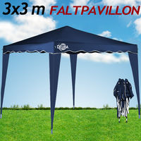 Folding Pavilion Blue 3x3 m + 4 Side Walls Popup Gazebo