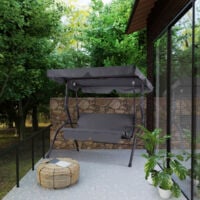 Casaria Garden Swing 2-Seater Bench 140cm With Canopy Outdoor Furniture Patio Hammock Rocker Anthracite