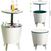 Keter Side Table Drink Cooler Cool Bar Cocktail Table Party Cold Table High Garden Balcony Table 50x57-85cm 30 L turqouise-white