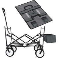 Wagon Cart Trolley with Collapsible Canopy Garden Transport Portable Trailer Grey