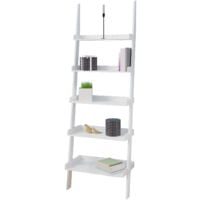 Casaria Standing Shelf Ladder 180cm White 5 Tier Modern Wood Staircase Bookcase Bathroom Step Shelves Storage Leaning