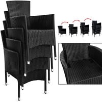 Casaria Poly Rattan Dining Table Chairs Set Mailand 8 Seater Garden Furniture Stackable 7cm Cushion Pads 190x90cm Black