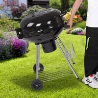 Portable BBQ Charcoal Kettle Grill Ball Ø 54 cm Outdoor Grilling with Lid Storage Grid Thermometer Warming Rack