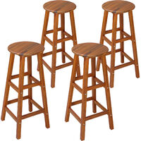 Casaria set of 4 bar stools acacia wood solid rustic 150 kg resilient bar stool counter stool kitchen stool outdoor kitchen bar