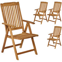 Garland Set of 4 Garden Chair Bari Teak Wood Weatherproof 5-Way Adjustable Foldable Chair Garden Armchair Balcony Chair