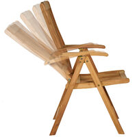 Garland Set of 8 Garden Chair Bari Teak Wood Weatherproof 5-Way Adjustable Foldable Chair Garden Armchair Balcony Chair