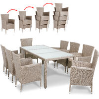 Poly Rattan Seating Set Garden Lounge Furniture Set Beige Grey 8 + 1