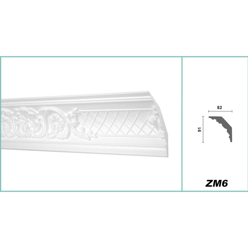 HEXIMO Lot De Plinthes Plates XPS Styrofoam 20,4m (12 Barres) - 170x1,3x7,5cm - Blanc - Pour Mur Et Plafond - Isolation Et Décoration - Made In Germany