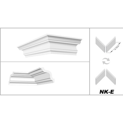 Moulures en stuc blanc et clair, coffrage XPS Styropor, paquets d'épargne Marbet Series-E: E-2 / 17x25mm, 1 coin intérieur / 1 coin extérieur