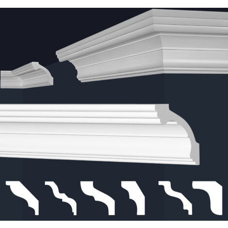 Moulures en stuc blanc et clair, coffrage XPS Styropor, paquets d'épargne Marbet Series-E: 30 Mètres / 15 Bandes, E-38 / 63x63mm (de)