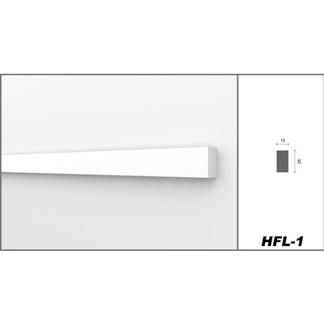 HEXIMO Profilé plat moulures murales et de plafond en polystyrène expansé XPS: 30.6 mètres / 18 baguettes, HFL-1 - 13x25 mm (de)
