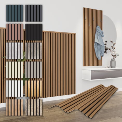 HEXIM Panneaux Acoustiques à Lamelles 0,83 m² - Panneaux Muraux Flexibles Revêtement Mural MDF 138,5x60cm: Teak - AP09 (de), 1 Paneel - 0.83m² (de)