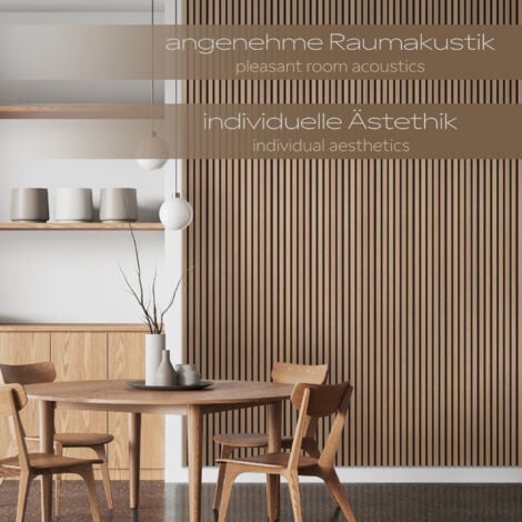 HEXIM Panneaux Acoustiques à Lamelles 0,83 m² - Panneaux Muraux Flexibles Revêtement Mural MDF 138,5x60cm: Teak - AP09 (de), 1 Paneel - 0.83m² (de)