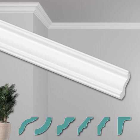 HEXIMO Corniches de Plafond Modernes en Polystyrène XPS Blanc, 2 Mètres Moulures Décoratives Angles: ZG14 - 40 x 45 mm, Paquet économique de 30 mètres