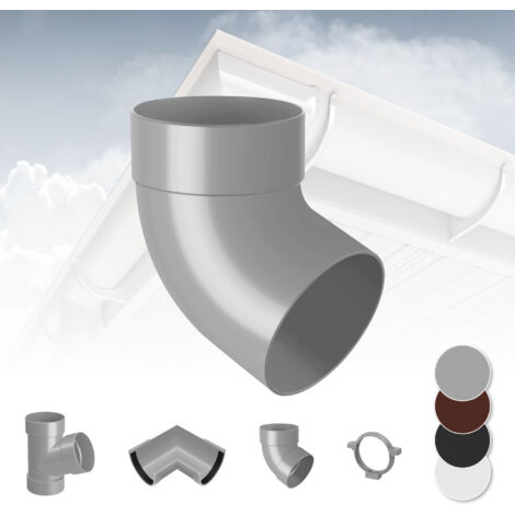 Système de gouttière - PVC plastique de 90 mm, sélection de composants - RainWay 90: gris, Coude de tuyauterie 67° simple