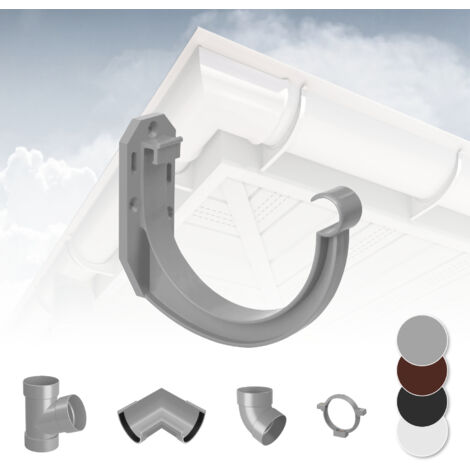 Système de gouttière - PVC plastique de 130 mm, sélection de composants - RainWay 130: gris, Support de gouttière