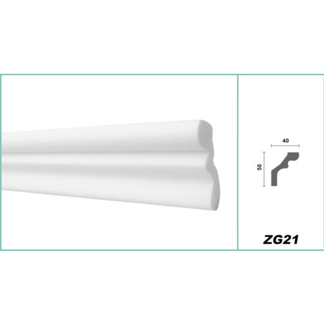 Corniche de Plafond Décorative - Modèle Lisse - Polystyrène - 200x5x5 cm