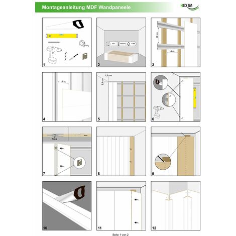 HEXIM Accessoires de montage pour MDF , profilé de montage & griffes de fixation: Accessoires de montage, Profil de montage en PVC de 2m