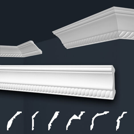 Moulures de stuc à motifs blancs, EPS Styropor ajustement forme, Paquets d'épargne Marbet série B: B-7 / 53x53mm, 40 Mètres / 20 Bandes