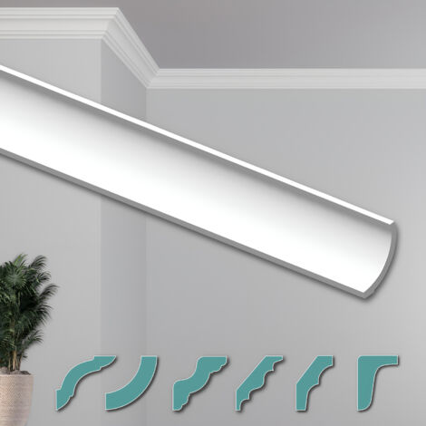 HEXIMO Corniches de Plafond Modernes en Polystyrène XPS Blanc, 2 Mètres Moulures Décoratives Angles: ZG26 - 68 x 68 mm, Paquet d'économie de 40 mètres