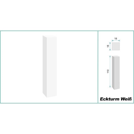 Tours d'angle universelles blanc - angle intérieur, extérieur, connecteurs pour plinthes: 6 tours d'angle - 18x18x120mm, feuilleté blanc (sans chanfrein)