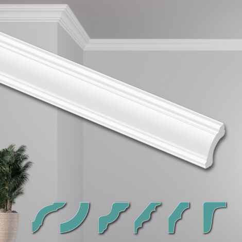 HEXIMO Corniches de Plafond Modernes en Polystyrène XPS Blanc, 2 Mètres Moulures Décoratives Angles: ZG12 - 38 x 38 mm, 2 Meter / 1 Stück (de)