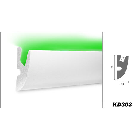 Profils encastrés LED en XPS avec revêtement dur, éclairage indirect - Tesori KD: KD303, 1.15 mètres / 1 baguette
