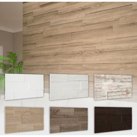 Panneau Mural Décoratif Moderne 50x50 Cm - MDF Noir à Lamelles Bois - Style Industriel