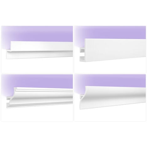 2 mètres de moulure LED - moulure en HDPS avec éclairage indirect - opaque: 10 mètres de bande aluminium (largeur 20 mm), 20mm de largeur