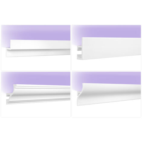 2 mètres de moulure LED - moulure en HDPS avec éclairage indirect - opaque: KH905 - 45 x 40 mm, 20 mètres / 10 tasseaux