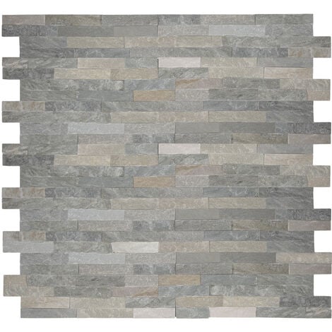 2e choix : Briques de parement mural en pierre naturelle - clinker noir & beige brillant, robuste & résistant aux intempéries: Mélange beige - 0,396 m² / paquet., 1 paquet