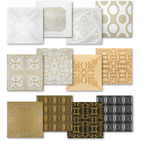 Dalles de plafond de 2 m² - Panneaux XPS dimensionnellement stables - Hexim 50x50cm - No.03 à No.112: NR.57.TB - beige blanc