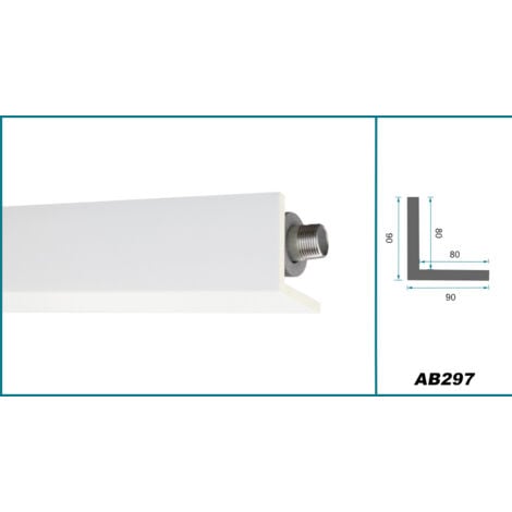 Goulotte de 2 mètres et couvercle de tuyau, tous les modèles - PU stucco antichoc - Perfect: AB297 - 90x90mm