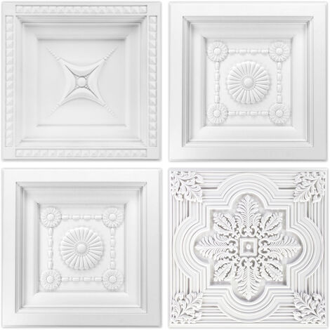Hexim – Dalle de plafond en polyuréthane 60x60cm – Isolation thermique et acoustique – Résistance aux impacts – FH5084