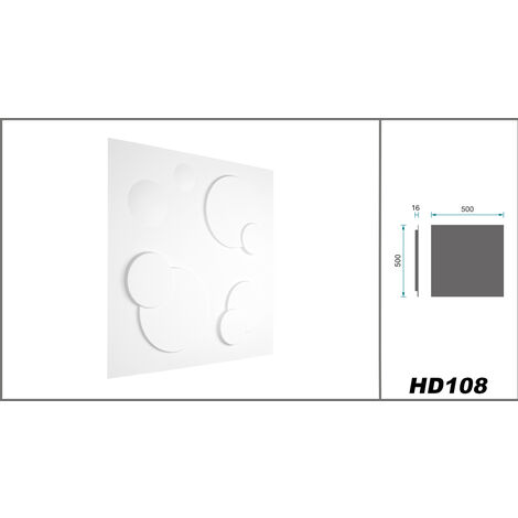 Panneaux Muraux 3D En PVC - Revêtement Mural Blanc Avec Optique 3D - Motifs En Forme De Cercle (0.25QM Paquet économique HD069 50x50cm) Fond Revêtement Mural