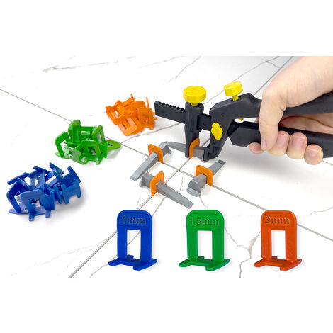 KALUROIL 701 PCS Kit De Nivellement De Carrelage 600 Pinces De Calage Pour Carreaux De 2 Mm, 100 Cales De Nivellement Réutilisables Et 1 Pince à Carreaux Pour Une Pose Facile Et Rapide