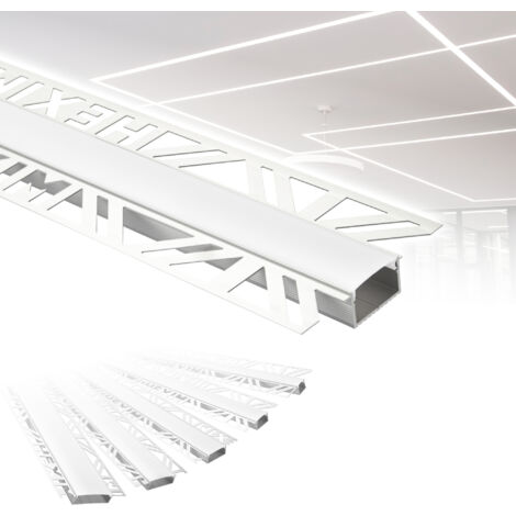 HEXIM Profilés LED, Aluminium sous-plâtre avec couvercle opale, diverses largeurs: 22,5 mm, Paquet économique de 30 mètres