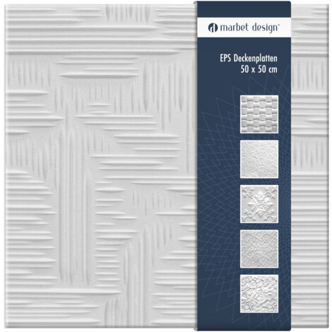 Marbet Design dalles plafond en polystyrène EPS 6 décors différents 50x50cm paquet économique: Norma 2, 2 m² / 8 panneaux
