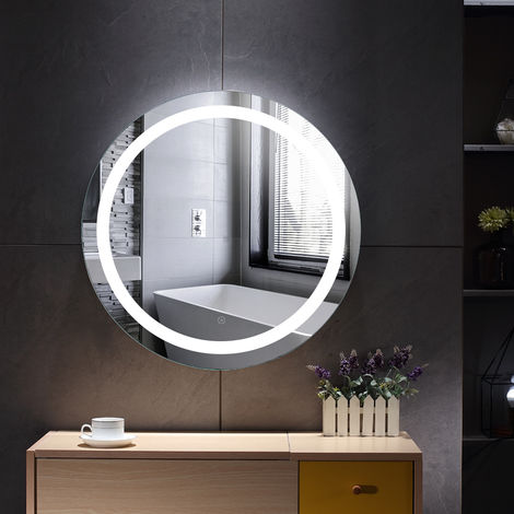 Specchio Rotondo con Luce 3 Colori LED Regolabili Specchio Bagno con Luci a LED Specchio per Il Trucco Intelligente Dimmerabile Specchio per Trucco Moderno A Parete 