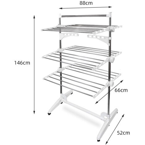 Stendibiancheria Salvaspazio 3 Ripiani Acciaio Trattato 30 Metri Lineari Con Ruote E Supporti Grucce Per Interni Ed Esterni 85165596 - Foto 4