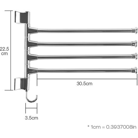 Portasciugamani a parete in acciaio inox Porta Asciugamani Rack Gancio da  muro con 4 braccia Rotazione