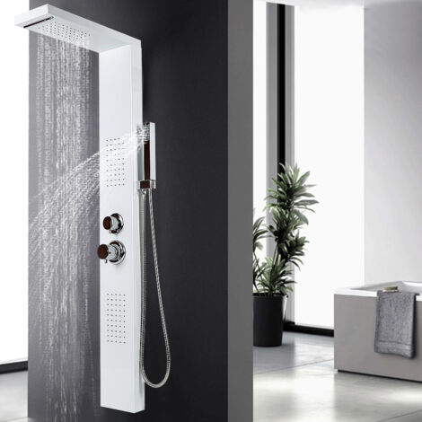 Pannello colonna doccia multifunzione idromassaggio,Bianco